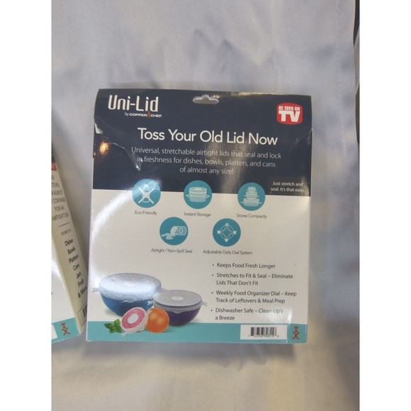 Uni-lid 6 Piece Set by Copper Chef As Seen on TV Unilids Stretchable Sealing Lid - Picture 5 of 5
